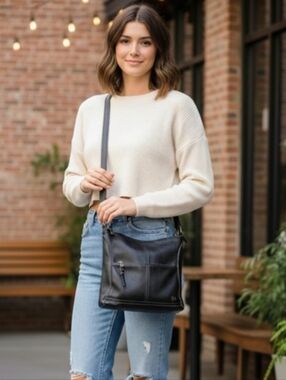 The Sak "Irish" Pebbled Leather Crossbody Bag in Black, 2015